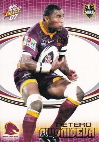 2007 NRL Invincible Common Card - Base 009 Petero Civoniceva Brisbane Broncos