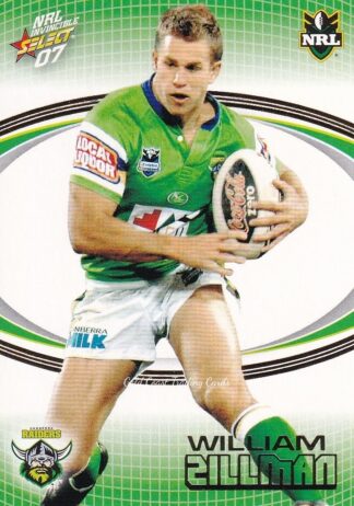 2007 NRL Invincible Common Card - Base 031 William Zillman Canberra Raiders