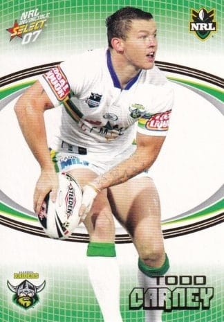 2007 NRL Invincible Common Card - Base 033 Todd Carney Canberra Raiders