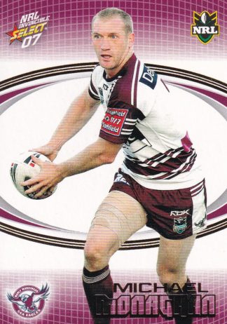 2007 NRL Invincible Common Card - Base 070 Michael Monaghan Manly Sea Eagles