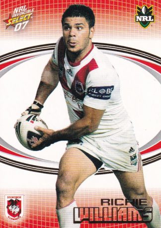 2007 NRL Invincible Common Card - Base 145 Richie Williams St George Dragons