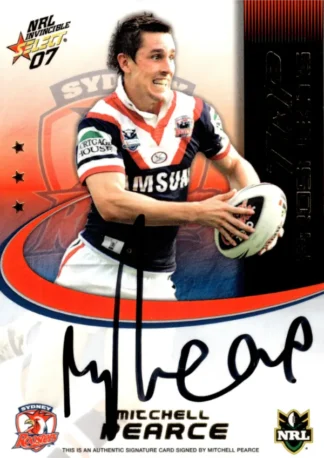 2007 NRL Invincible Top Prospect Signature - TP14 Mitchell Pearce Sydney Roosters