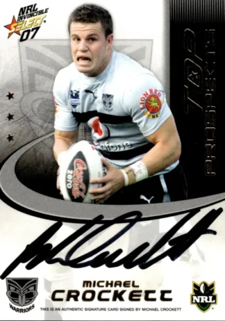 2007 NRL Invincible Top Prospect Signature - TP15 Michael Crockett Warriors