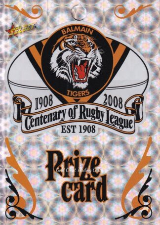 2008 NRL Centenary Prize Card - P1 Balmain Tigers