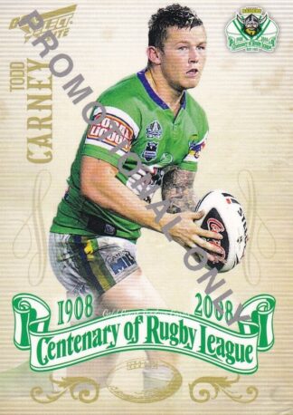 2008 NRL Centenary Promotional Card - Base 131 Todd Carney Canberra Raiders