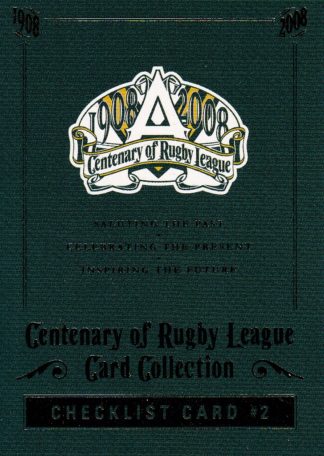 2008 NRL Centenary Common Card - Base 002 Checklist #2