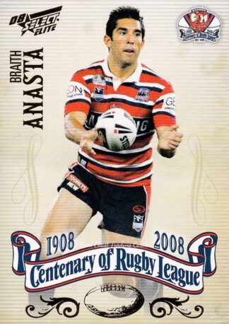 2008 NRL Centenary Common Card - Base 185 Braith Anasta Sydney Roosters