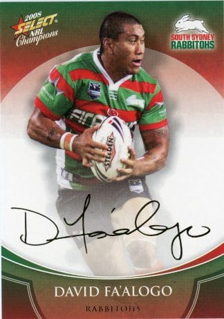 2008 NRL Champions Foil Signature - FS39 David Fa'alogo South Sydney Rabbitohs