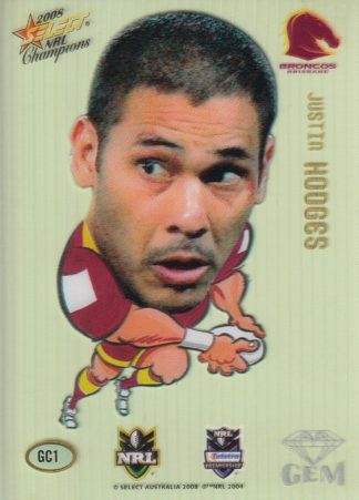 2008 NRL Champions Mascot Gem - GC01 Justin Hodges Brisbane Broncos