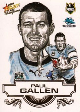 2008 NRL Champions Sketch Card - SK07 Paul Gallen Cronulla Sharks
