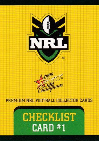 2008 NRL Champions Common Card - Base 001 Checklist #1
