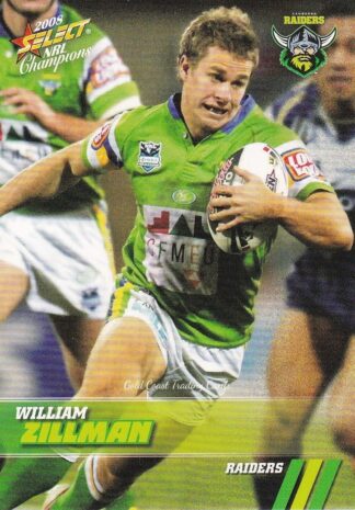 2008 NRL Champions Common Card - Base 037 William Zillman Canberra Raiders
