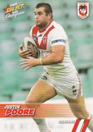 2008 NRL Champions Common Card - Base 146 Justin Poore St George Dragons