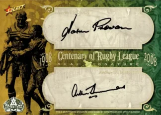 2008 NRL Centenary Oversize Master Set Immortal Duo Signature - Norm Provan & Arthur Summons