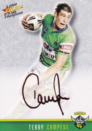 2009 NRL Champions Red Foil Signature - FS07 Terry Campese Canberra Raiders