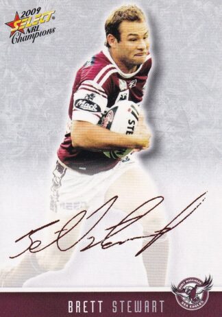 2009 NRL Champions Red Foil Signature - FS17 Brett Stewart Manly Sea Eagles