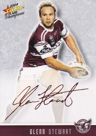 2009 NRL Champions Red Foil Signature - FS18 Glenn Stewart Manly Sea Eagles