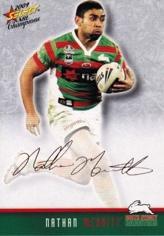 2009 NRL Champions Red Foil Signature - FS38 Nathan Merritt South Sydney Rabbitohs