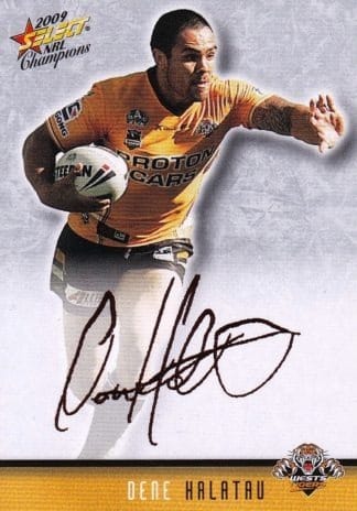 2009 NRL Champions Red Foil Signature - FS47 Dene Halatau Wests Tigers