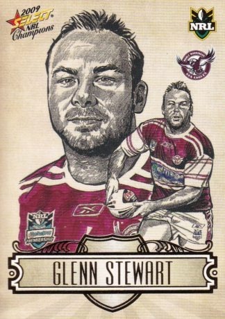 2009 NRL Champions Sketch Card - SK12 Glenn Stewart Manly Sea Eagles