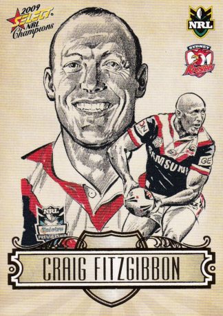 2009 NRL Champions Sketch Card - SK27 Craig Fitzgibbon Sydney Roosters