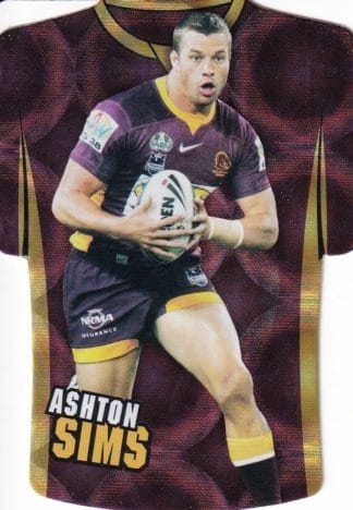2009 NRL Champions Parallel Holofoil Jersey - JDC012 Ashton Sims Brisbane Broncos