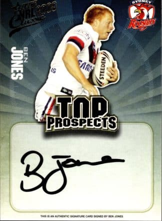 2009 NRL Classic Top Prospects Signature - TP14 Ben Jones Sydney Roosters