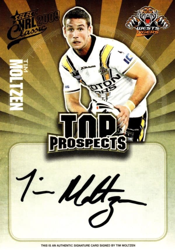 2009 NRL Classic Top Prospects Signature - TP16 Tim Moltzen Wests Tigers
