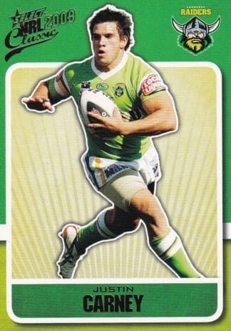 2009 NRL Classic Common Card - Base 030 Justin Carney Canberra Raiders