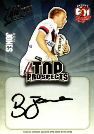 2009 NRL Classic Top Prospects Signature - TP14 Ben Jones Sydney Roosters