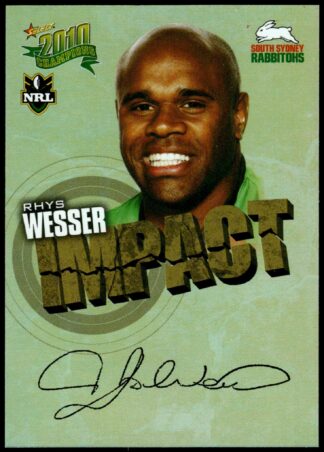2010 NRL Champions Impact Signature - IS51 Rhys Wesser South Sydney Rabbitohs
