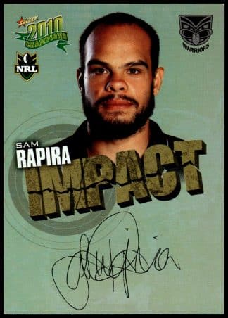 2010 NRL Champions Impact Signature - IS58 Sam Rapira New Zealand Warriors