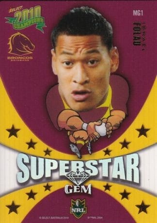 2010 NRL Champions Superstar Gem - MG01 Israel Folau Brisbane Broncos