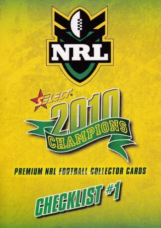 2010 NRL Champions Common Card - Base 001 Checklist #1