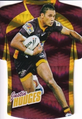 2010 NRL Champions Parallel Holofoil Jersey - JDC008 Justin Hodges Brisbane Broncos