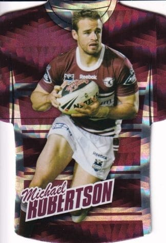 2010 NRL Champions Parallel Holofoil Jersey - JDC072 Michael Robertson Manly Sea Eagles