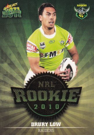 2011 NRL Champions 2010 NRL Rookie - R11 Drury Low Canberra Raiders