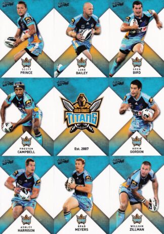 2011 NRL Strike Base Card Team Set - Gold Coast Titans
