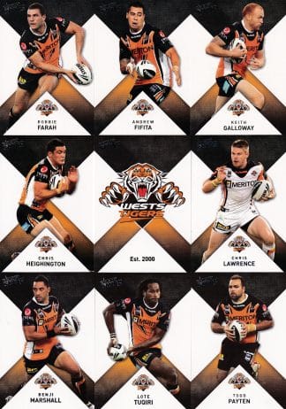 2011 NRL Strike Base Card Team Set - Wests Tigers