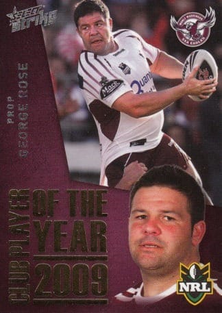 2011 NRL Strike 2009 Club Player Of The Year - CP06 George Rose Manly Sea Eagles