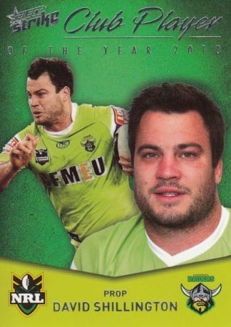 2011 NRL Strike 2010 Club Player Of The Year - CP19 David Shillington Canberra Raiders