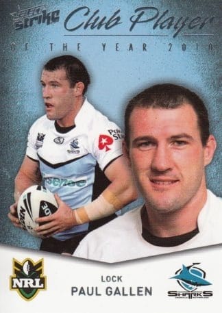2011 NRL Strike 2010 Club Player Of The Year - CP20 Paul Gallen Cronulla Sharks