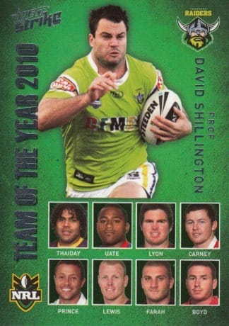 2011 NRL Strike 2010 Team Of The Year - TY18 David Shillington Canberra Raiders
