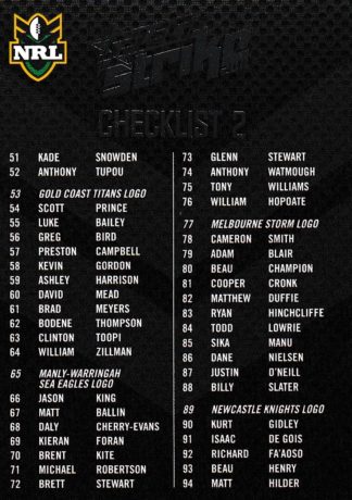 2011 NRL Strike Common Card - Base 002 Checklist #2