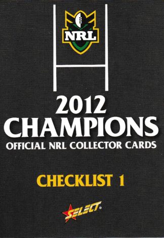 2012 NRL Champions Common Card - Base 193 Checklist #1