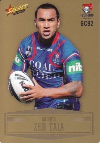 2012 NRL Champions Gold Parallel - GC092 Zeb Taia Newcastle Knights
