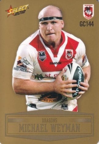2012 NRL Champions Gold Parallel - GC144 Michael Weyman St George Dragons