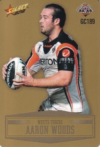 2012 NRL Champions Gold Parallel - GC189 Aaron Woods Wests Tigers
