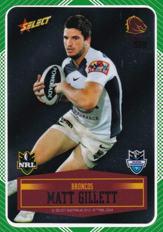 2012 NRL Champions Peeled Parallel Card - PSS008 Matt Gillett Brisbane Broncos
