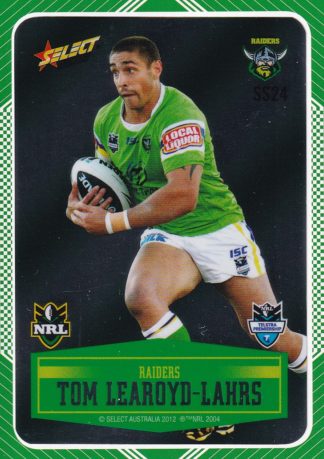 2012 NRL Champions Peeled Parallel Card - PSS024 Tom Learoyd-Lahrs Canberra Raiders